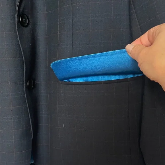 Men's Black Blazer with Blue Lining